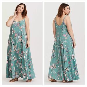 Torrid Floral Challis Trapeze Maxi Dress